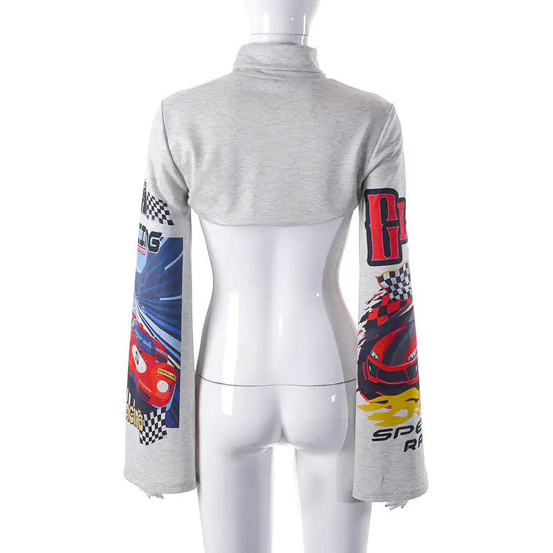 Speed Racing Cropped Knit Turtleneck Top